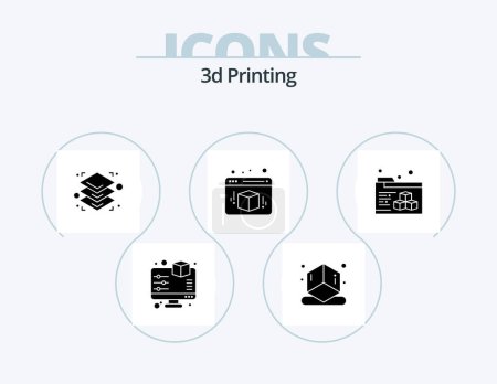 Illustration for 3d Printing Glyph Icon Pack 5 Icon Design. d. cube. shape. box. printing - Royalty Free Image