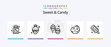 Téléchargez les illustrations : Sweet And Candy Line 5 Icon Pack Including dessert. sweet. candy. party. sweets. Creative Icons Design - en licence libre de droit