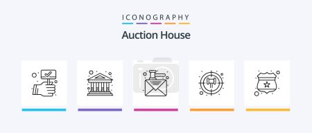 Illustration for Auction Line 5 Icon Pack Including justice. attorney. auction. ring. diamond. Creative Icons Design - Royalty Free Image