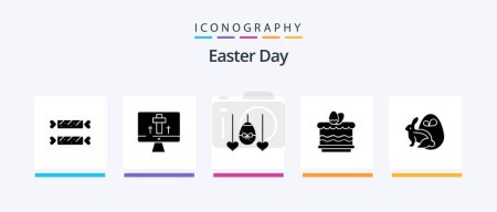 Illustration for Easter Glyph 5 Icon Pack Including bynny. egg. egg. eat. cack. Creative Icons Design - Royalty Free Image
