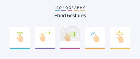 Téléchargez les illustrations : Hand Gestures Flat 5 Icon Pack Including hand. gesture. contract. finger. touch. Creative Icons Design - en licence libre de droit
