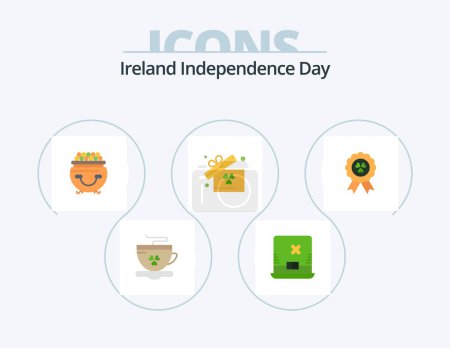 Illustration for Ireland Independence Day Flat Icon Pack 5 Icon Design. ireland. award. gold. ireland. gift - Royalty Free Image