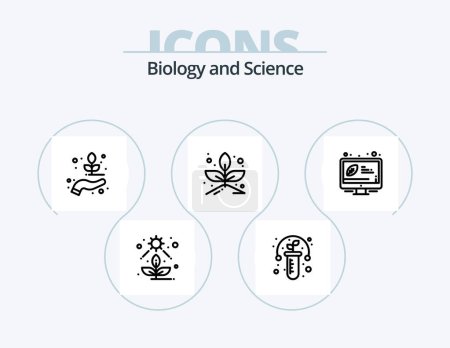 Illustration for Biology Line Icon Pack 5 Icon Design. . science. test. hydrogen. tubes - Royalty Free Image