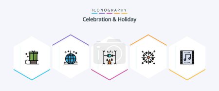 Illustration for Celebration and Holiday 25 FilledLine icon pack including holiday. festivity. ornaments. celebration. summer - Royalty Free Image