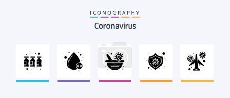 Illustration for Coronavirus Glyph 5 Icon Pack Including travel. virus. medicine. shield. protection. Creative Icons Design - Royalty Free Image