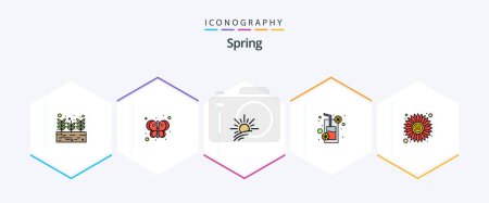 Ilustración de Spring 25 FilledLine icon pack including sun. orange juice. brightness. juice. drink - Imagen libre de derechos
