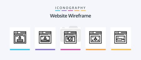 Illustration for Website Wireframe Line 5 Icon Pack Including . video. website. Creative Icons Design - Royalty Free Image