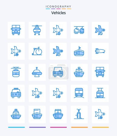 Téléchargez les illustrations : Creative Vehicles 25 Blue icon pack  Such As vehicles. car. vehicles. cable. transport - en licence libre de droit