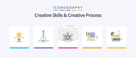 Ilustración de Creative Skills And Creative Process Flat 5 Icon Pack Including tool. design. graphic. teamwork. leadership. Creative Icons Design - Imagen libre de derechos