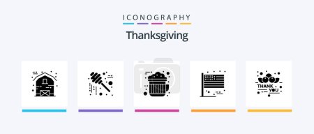 Téléchargez les illustrations : Thanksgiving Glyph 5 Icon Pack Including gratitude. usa. chocolate. thanksgiving. american. Creative Icons Design - en licence libre de droit
