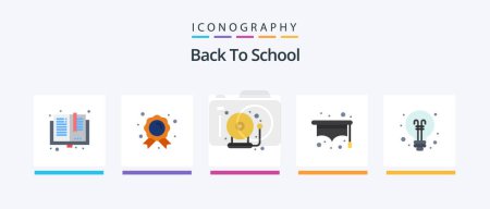 Ilustración de Back To School Flat 5 Icon Pack Including idea. student. education. school. back to school. Creative Icons Design - Imagen libre de derechos