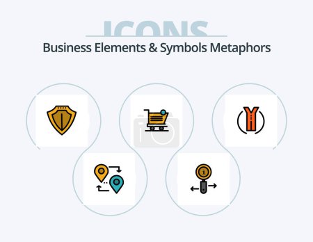 Illustration for Business Elements And Symbols Metaphors Line Filled Icon Pack 5 Icon Design. man. light bulb. analysis. light. search - Royalty Free Image