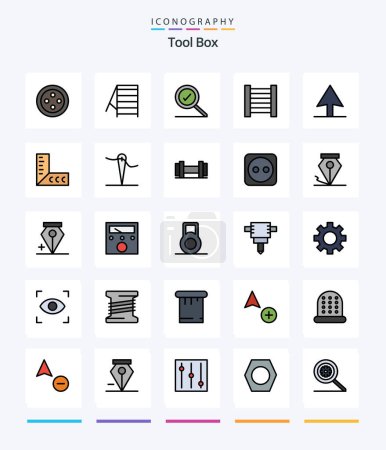 Ilustración de Creative Tools 25 Line FIlled icon pack  Such As tools. sew. ladder. needle. tools - Imagen libre de derechos