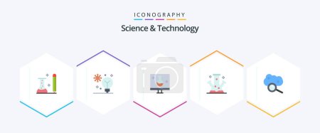 Illustration for Science And Technology 25 Flat icon pack including molecule. chemistry. intelligence. ecolab. eco testing - Royalty Free Image