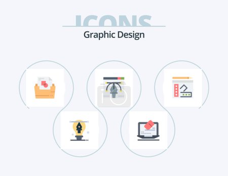 Ilustración de Graphic Design Flat Icon Pack 5 Icon Design. notebook. pen tool. document. illustration. artwork - Imagen libre de derechos