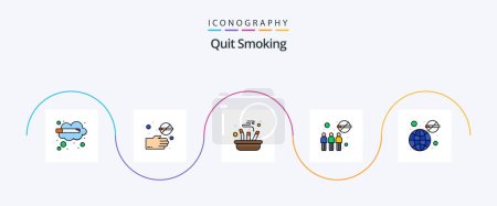 Illustration for Quit Smoking Line Filled Flat 5 Icon Pack Including banned. gathering. cross. smoking. out - Royalty Free Image