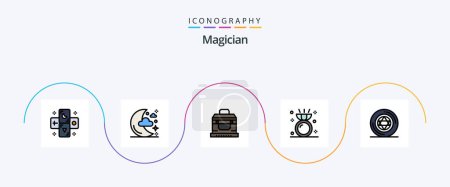 Ilustración de Magician Line Filled Flat 5 Icon Pack Including magic. ring. bandit. jewelry. diamond - Imagen libre de derechos