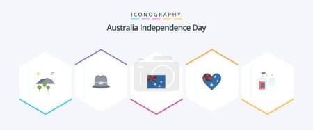 Illustration for Australia Independence Day 25 Flat icon pack including drink. alcohol. australia. nation. country - Royalty Free Image