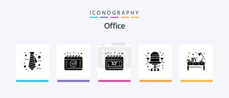 Illustration for Office Glyph 5 Icon Pack Including . office. schedule. table. desk. Creative Icons Design - Royalty Free Image