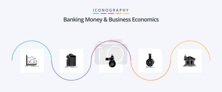 Ilustración de Banking Money And Business Economics Glyph 5 Icon Pack Including analytics. offer. federal. money. give - Imagen libre de derechos