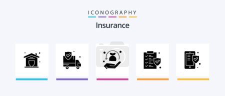 Illustration for Insurance Glyph 5 Icon Pack Including security. phone. insurance. policy. document. Creative Icons Design - Royalty Free Image