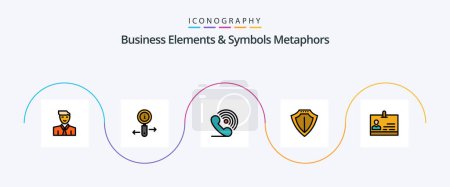 Illustration for Business Elements And Symbols Metaphors Line Filled Flat 5 Icon Pack Including protect. protection. search. sheild. ring - Royalty Free Image