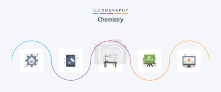 Illustration for Chemistry Flat 5 Icon Pack Including atom. formula. experiment. chemistry. lab - Royalty Free Image