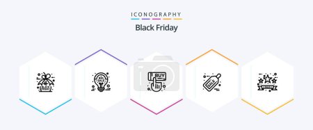 Illustration for Black Friday 25 Line icon pack including commerce. ticket sale. sale. discount. black friday - Royalty Free Image