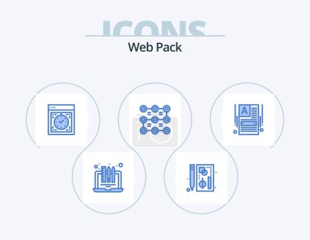 Téléchargez les illustrations : Web Pack Blue Icon Pack 5 Icon Design. protection. lock. page. web. device - en licence libre de droit