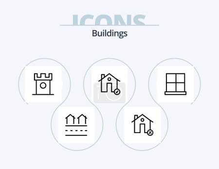 Illustration for Buildings Line Icon Pack 5 Icon Design. house. buildings. historic. real. houses - Royalty Free Image