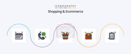 Ilustración de Shopping And Ecommerce Line Filled Flat 5 Icon Pack Including shipping. list. groceries. check. return - Imagen libre de derechos