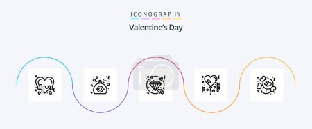 Téléchargez les illustrations : Valentines Day Line 5 Icon Pack Including chocolate. celebration. diamond. love. affection - en licence libre de droit