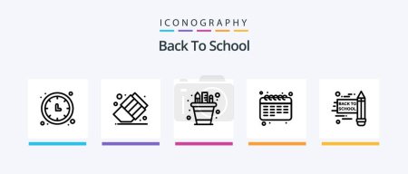 Illustration for Back To School Line 5 Icon Pack Including . education. education. bag. pin. Creative Icons Design - Royalty Free Image