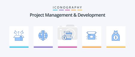 Téléchargez les illustrations : Project Management And Development Blue 5 Icon Pack Including product. business. market. product release . ghold. Creative Icons Design - en licence libre de droit