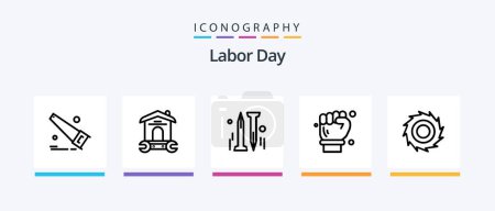 Illustration for Labor Day Line 5 Icon Pack Including plumb bob. plumb. erroneously. labour. flag. Creative Icons Design - Royalty Free Image