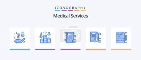 Ilustración de Medical Services Blue 5 Icon Pack Including medical. health. healthcare. search. magnifier. Creative Icons Design - Imagen libre de derechos