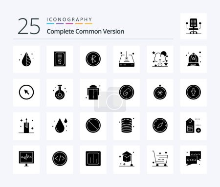 Illustration for Complete Common Version 25 Solid Glyph icon pack including upload. save. communication. download. arrow - Royalty Free Image