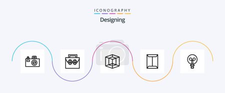 Ilustración de Designing Line 5 Icon Pack Including light. box. design. closet. rack - Imagen libre de derechos