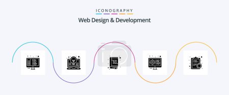 Illustration for Web Design And Development Glyph 5 Icon Pack Including settings. development. light. coding. design - Royalty Free Image