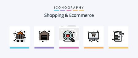 Téléchargez les illustrations : Shopping and Ecommerce Line Filled 5 Icon Pack Including international. global logistic. truck. global delivery. scan. Creative Icons Design - en licence libre de droit