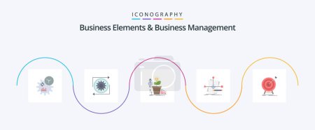Illustration for Business Elements And Business Managment Flat 5 Icon Pack Including pattern. business. process. algorithm. money - Royalty Free Image