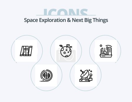 Illustration for Space Exploration And Next Big Things Line Icon Pack 5 Icon Design. balloon. tour. earth. airdrop. terra - Royalty Free Image