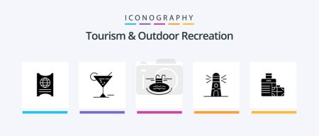 Illustration for Tourism And Outdoor Recreation Glyph 5 Icon Pack Including bag . house. swimming. navigation. lighthouse. Creative Icons Design - Royalty Free Image