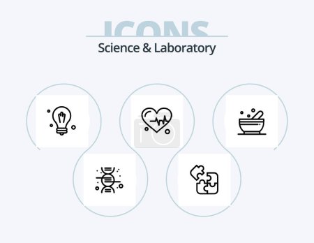 Ilustración de Science Line Icon Pack 5 Icon Design. science. fire. divider. danger. science - Imagen libre de derechos