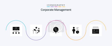 Ilustración de Corporate Management Glyph 5 Icon Pack Including efficiency. chart. person. recruitment. magnifier - Imagen libre de derechos