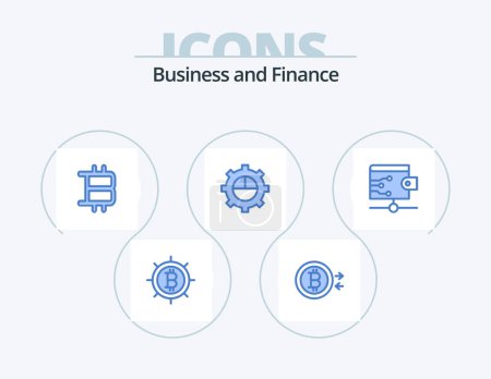 Illustration for Finance Blue Icon Pack 5 Icon Design. . . business. wallet. cloud - Royalty Free Image