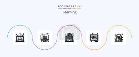 Ilustración de Learning Line Filled Flat 5 Icon Pack Including e learning. chalk. result. board. reading - Imagen libre de derechos