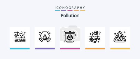 Téléchargez les illustrations : Pollution Line 5 Icon Pack Including . pollution. pollution. leak. disable. Creative Icons Design - en licence libre de droit