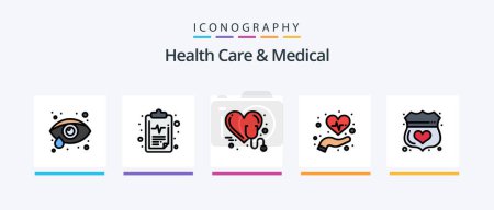 Illustration for Health Care And Medical Line Filled 5 Icon Pack Including sign. medical. health insurance. sign. location. Creative Icons Design - Royalty Free Image