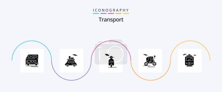 Téléchargez les illustrations : Transport Glyph 5 Icon Pack Including . transport. motor. train. old transportation - en licence libre de droit
